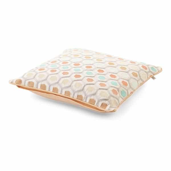 Boho Kussen Huik zalm 45x45 cm zijkant