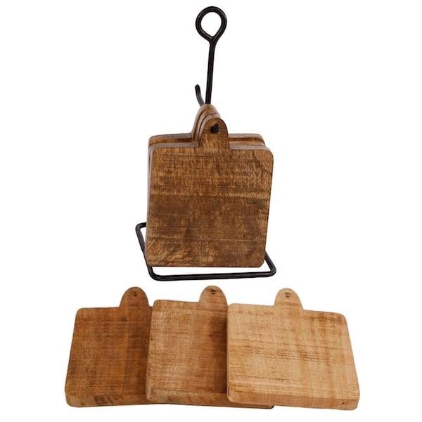 Boho onderzetters 6 stuks met houder