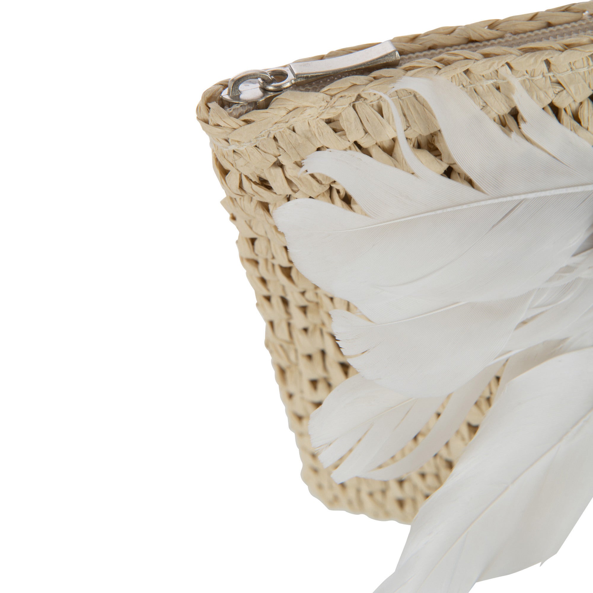 Clutch Schelpen Veren naturel wit 30x20cm