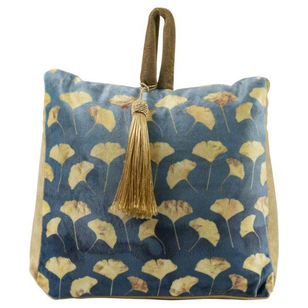 Deurstopper Ginko Fluweel blauw 17x10x18cm