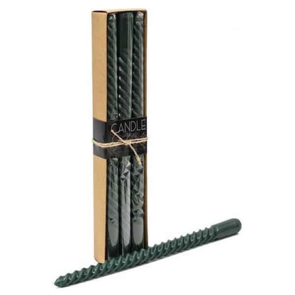 Dinerkaars Twirly donkergroen 6 stuks in doos 2x2x30cm