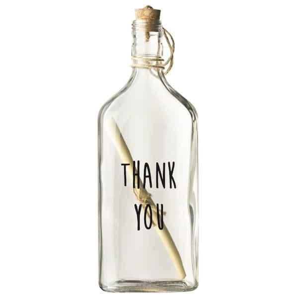 Fles Thank You 9x5x25cm