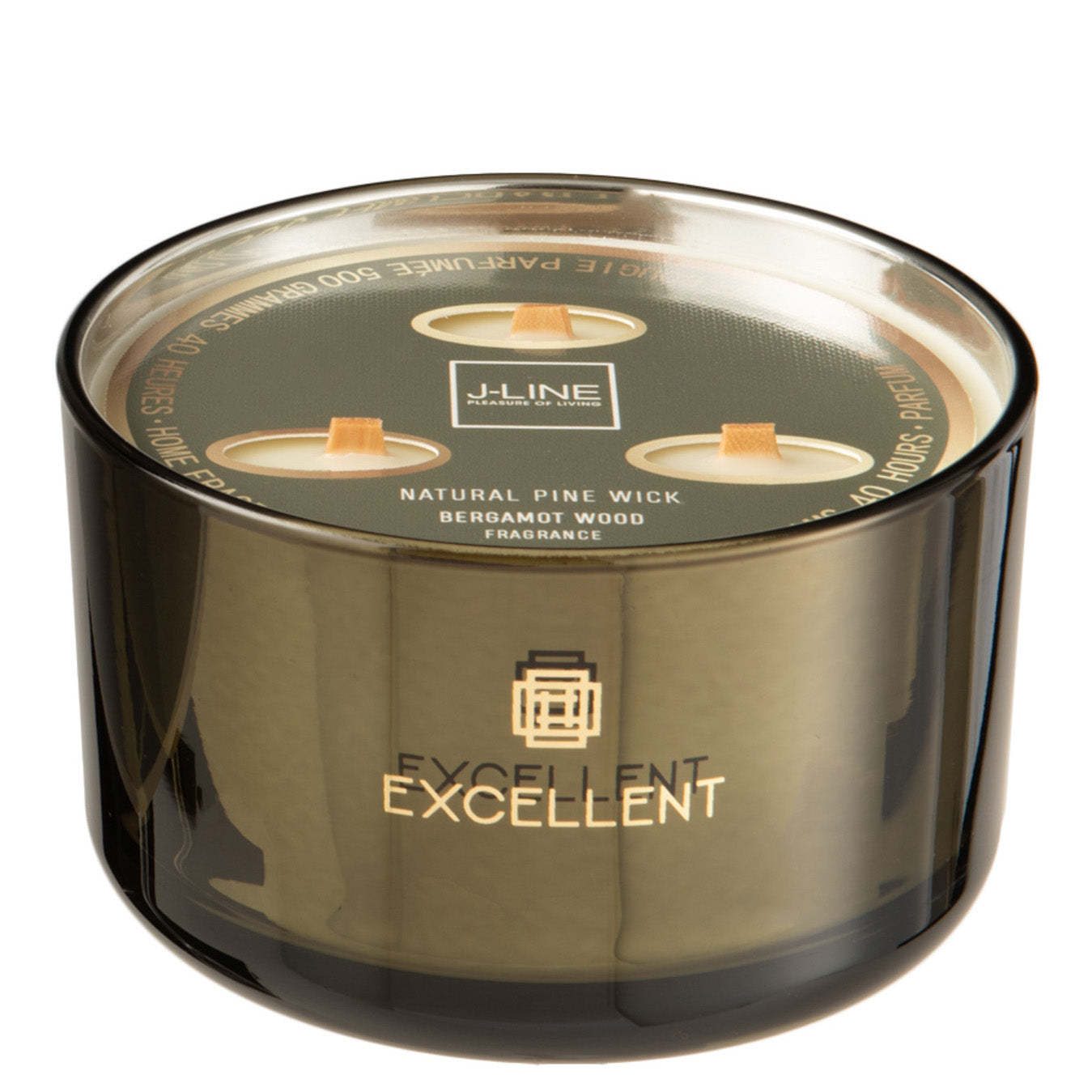 Geurkaars Excellent Bergamot Wood groen 40uur L 13x13x8cm