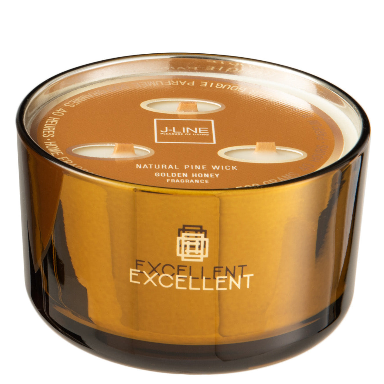 Geurkaars Excellent Golden Honey oker 40uur L 14x14x10cm