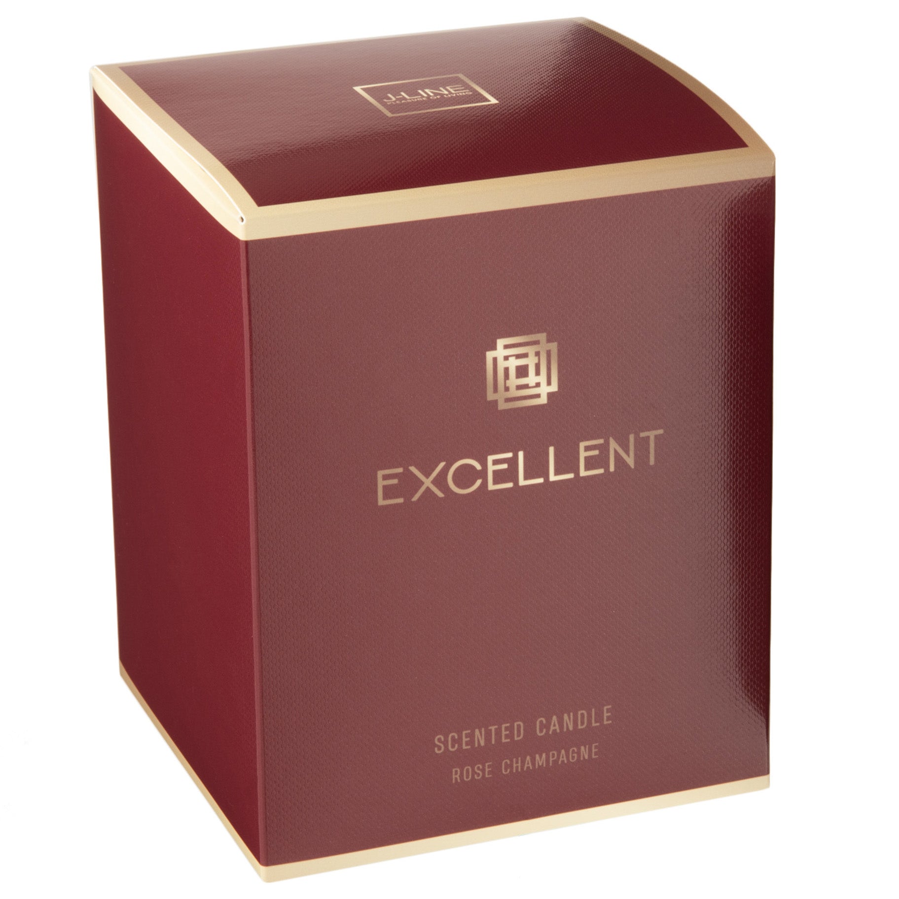 Geurkaars Excellent Rose Champagne wijnrood 80uur M 11x11x15cm