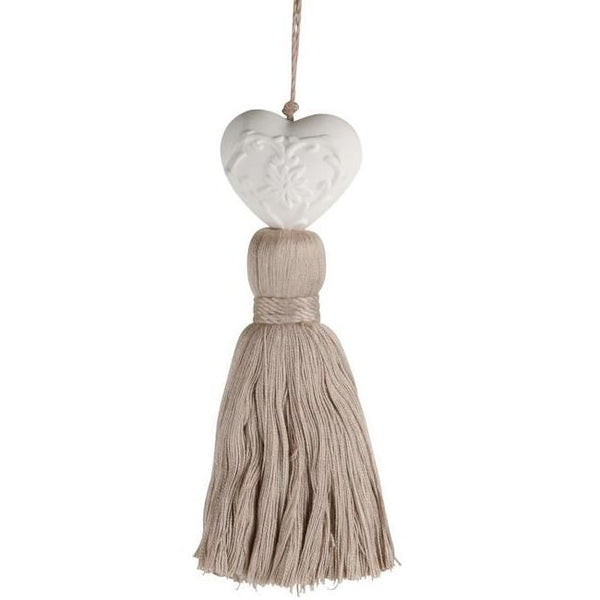 Geursteen Hart met Kwastje Orange Cinnamon taupe