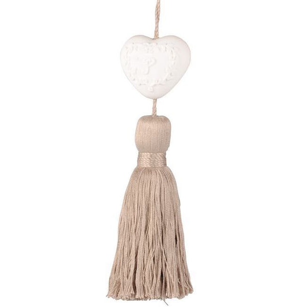 Geursteen Hart met Kwastje Patchouli taupe