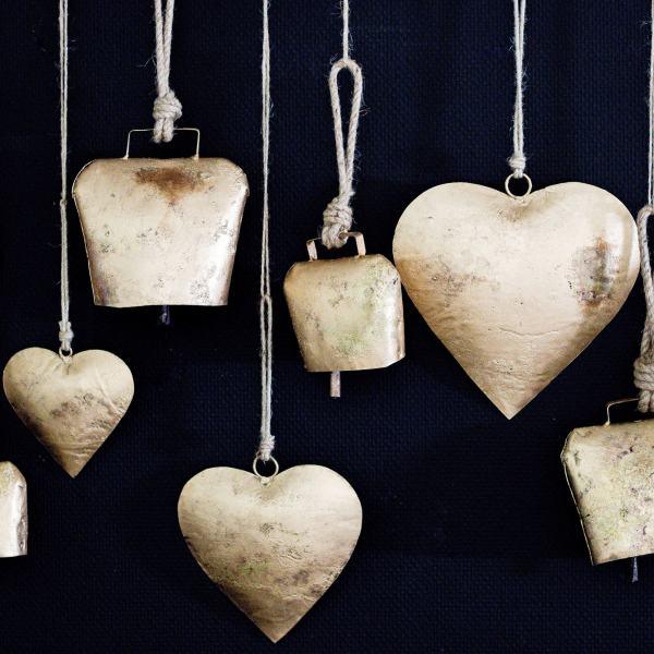 Hart Goud met touw 10cm sfeerfoto