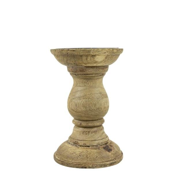 Kandelaar Mangohout rond 10x10x15cm zijkant