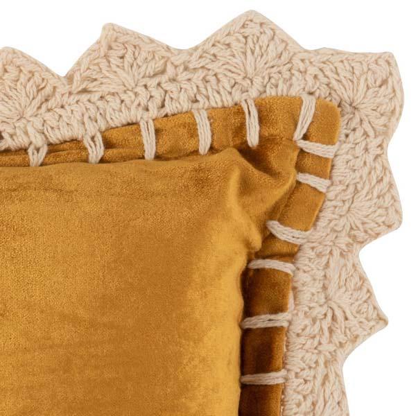 Kussen Boord Viscose oker 45x45cm detail