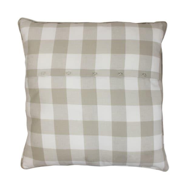 Kussen Chambray ruit beige 60x60cm achterkant
