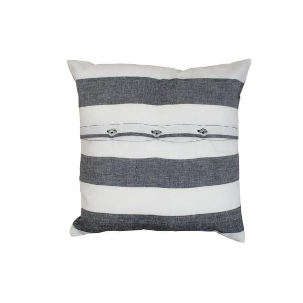 Kussen Chambray streep zwart 40x40cm achterkant