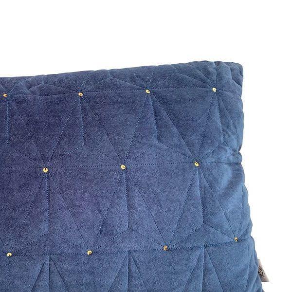 Kussen Fluweel oceaanblauw goud 60x40cm detail
