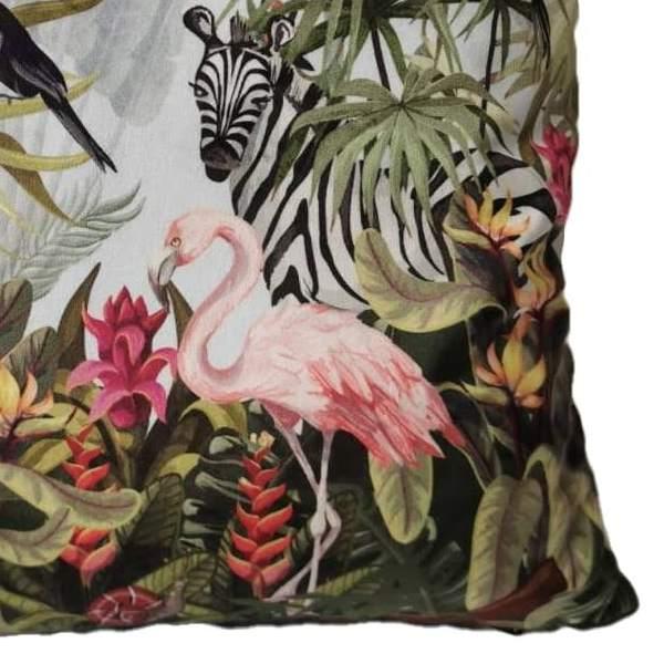 Kussen Jungle flamingo 45x45cm detail
