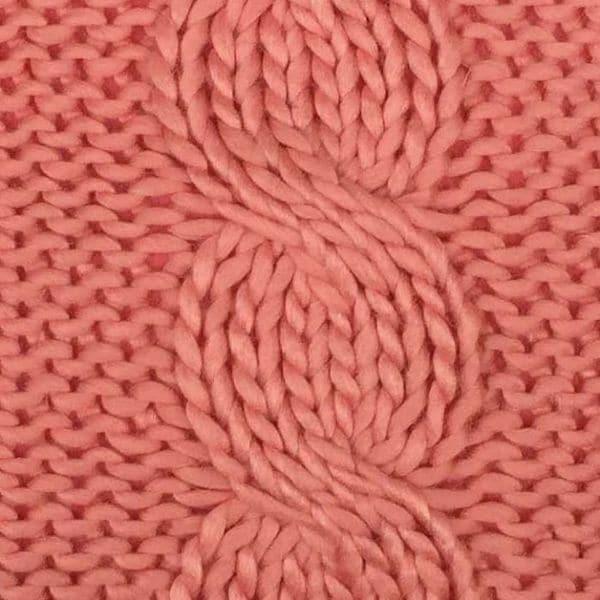 Kussen Kabel Gebreid koraalroze 50x50cm motief patroon