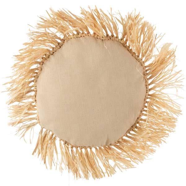 Kussen Riet Raffia naturel rond 45x45cm achterkant
