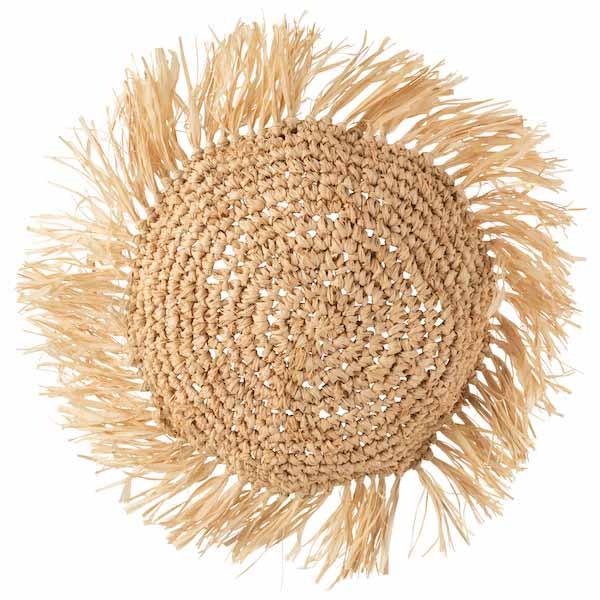 Kussen Riet Raffia naturel rond 45x45cm