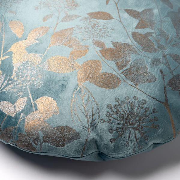 Kussen Rosie rond sagebrush green 45x45cm zijkant detail motief