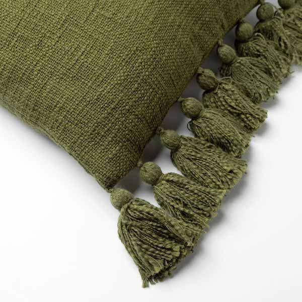 Kussen Ruby chive 45x45cm hoekdetail
