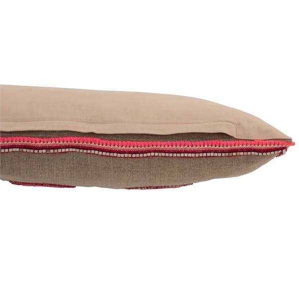 Kussen Spiegel Jute naturel-roze 64x34cm zijkant