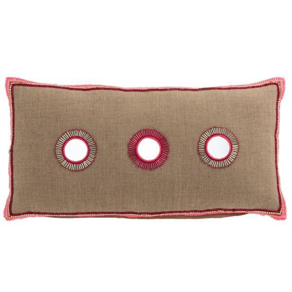 Kussen Spiegel Jute naturel-roze 64x34cm