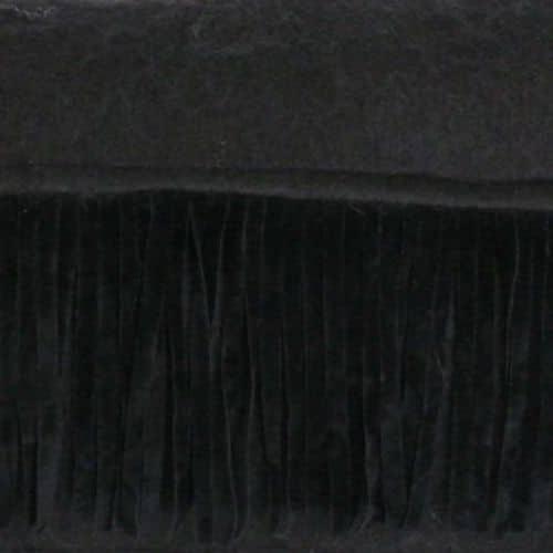 Kussen Suedine wol franje zwart 50x30cm detail