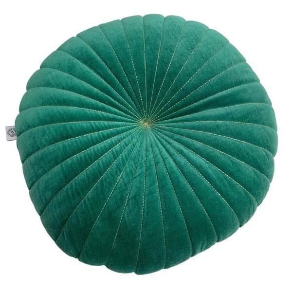 Kussen Velours bottle green goud rond 40x40cm