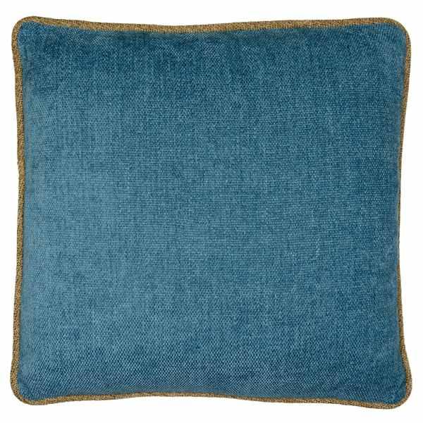 Kussen met Bies petrol-beige 45x45cm achterkant