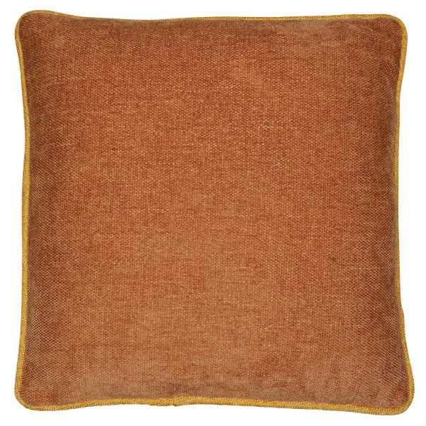 Kussen met Bies roest-oker 45x45cm achterkant