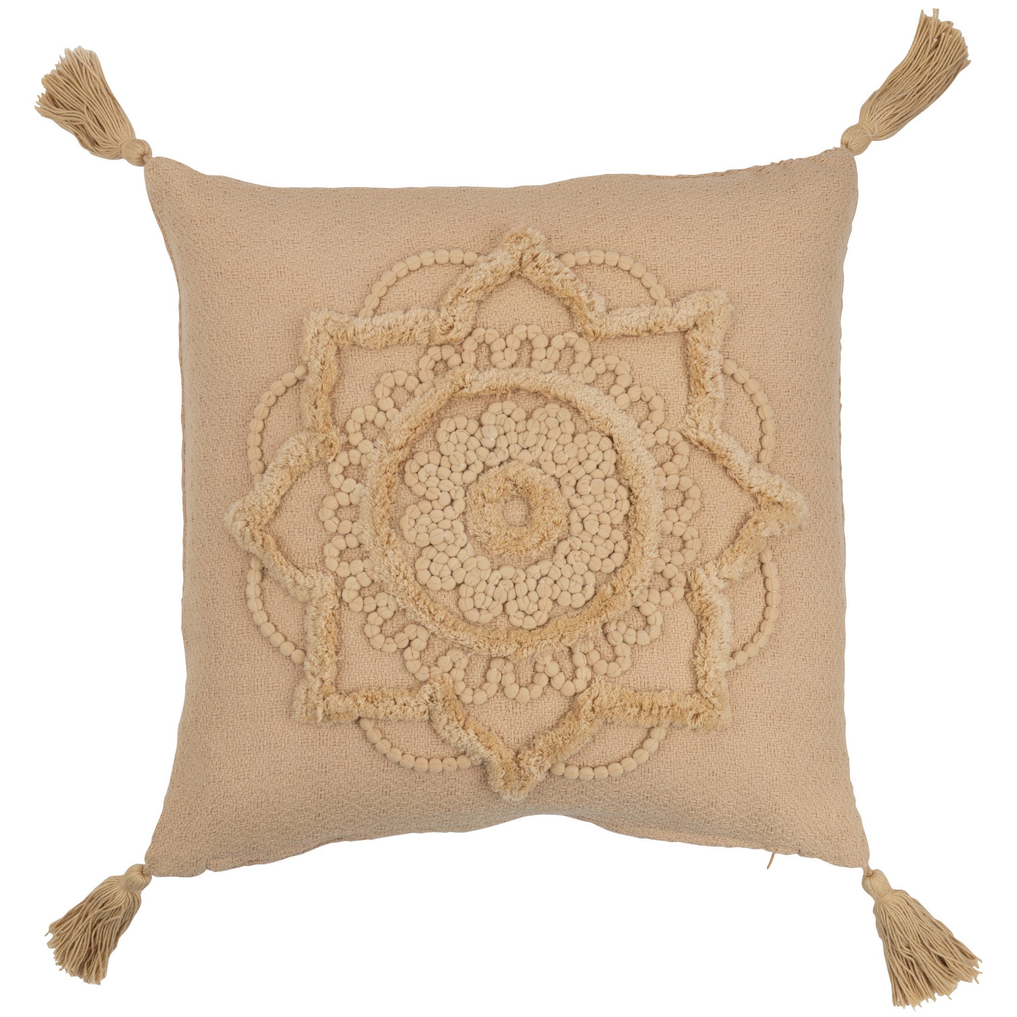 Kussen Bloem Kwast beige 45x45cm