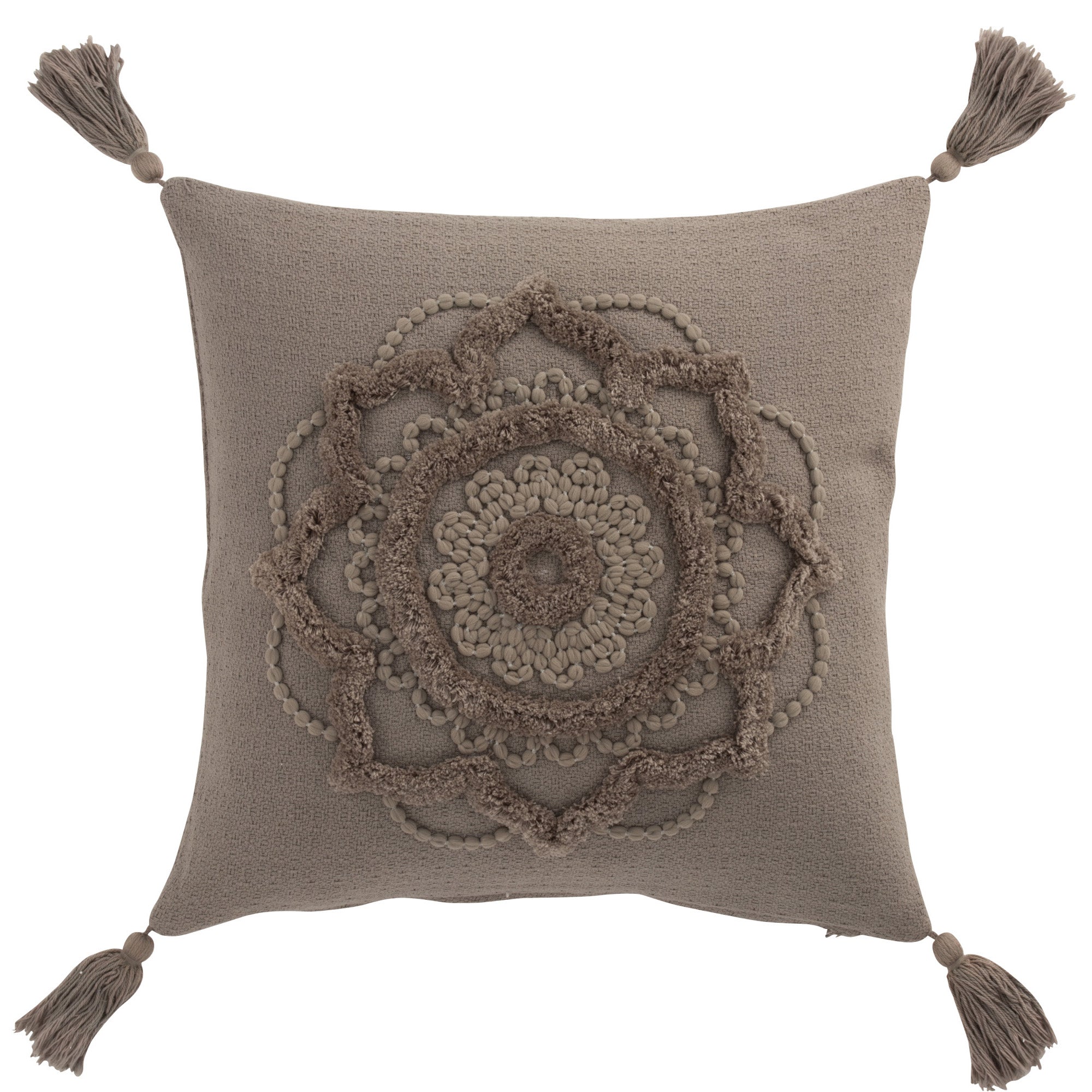 Kussen Bloem en Kwast taupe 45x45cm