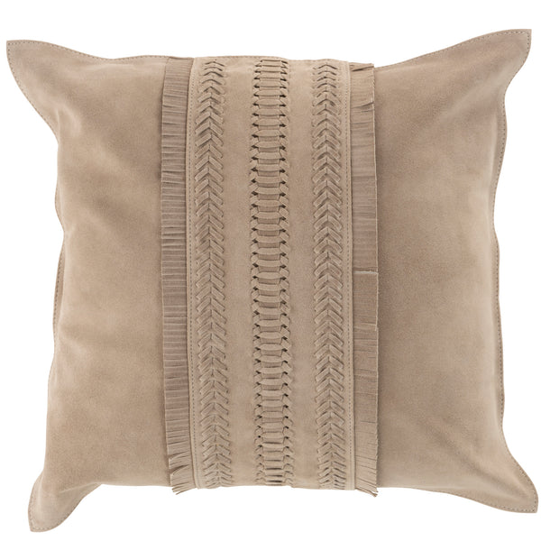 Kussen Boord Leer lichtgrijs 45x45cm
