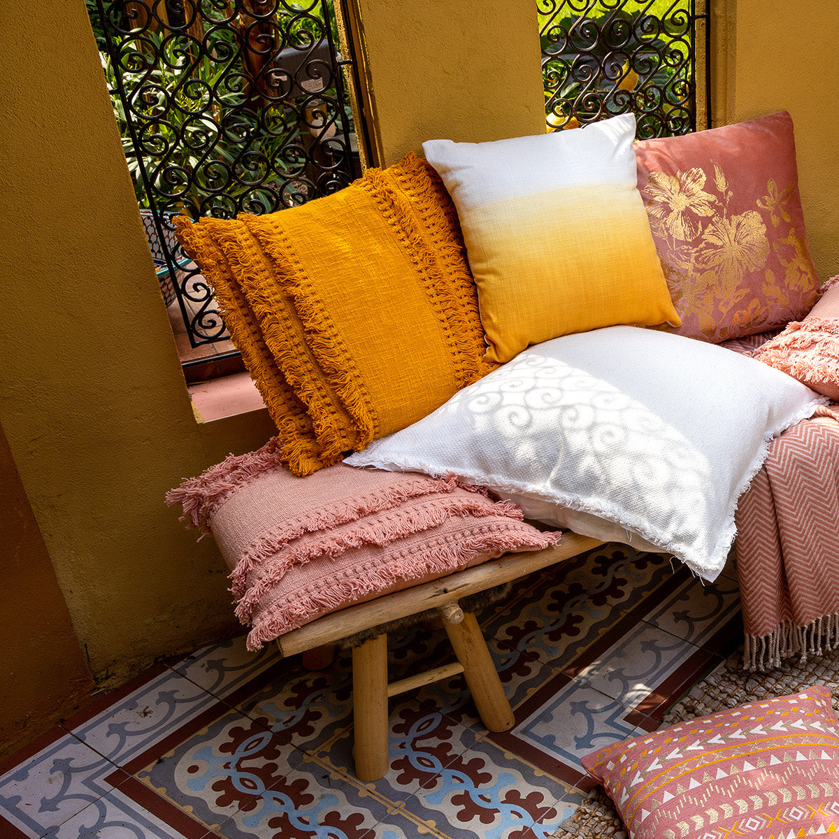 Kussen Fara golden glow 45x45cm