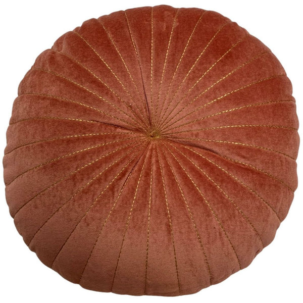Kussen Fluweel dark coral goud rond 40x40cm