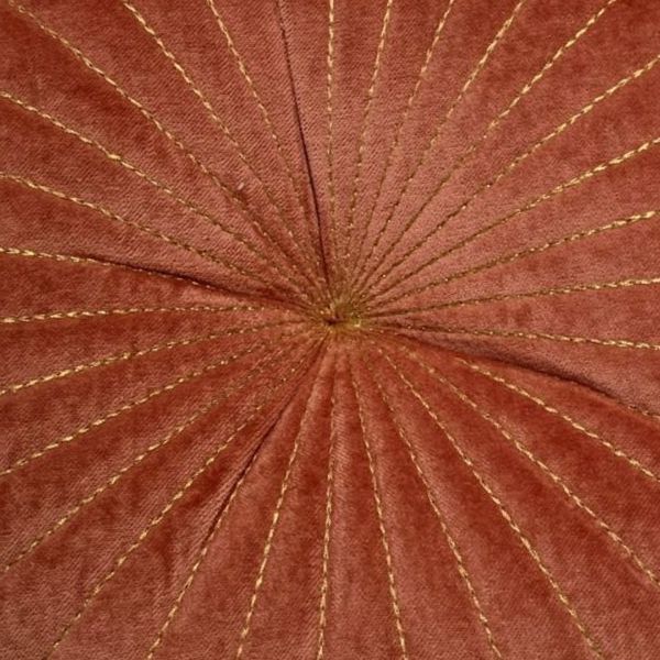 Kussen Fluweel dark coral goud rond 40x40cm