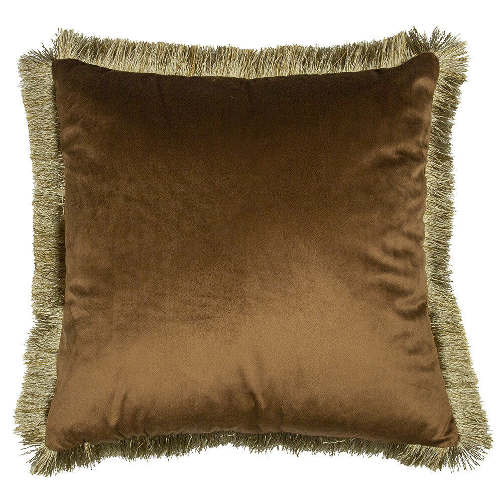 Kussen Fluweel franjes cognac 45x45cm