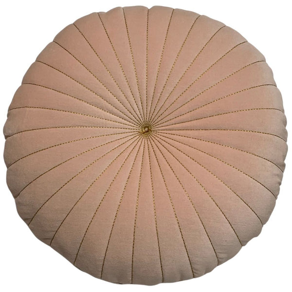 Kussen Fluweel pastelroze goud rond 40x40cm