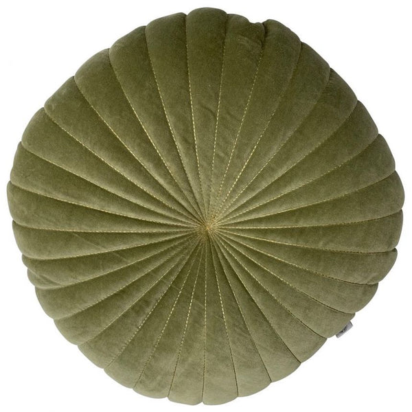 Kussen Fluweel saliegroen goud rond 40x40cm