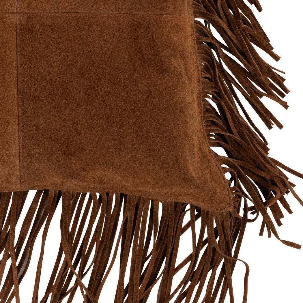 Kussen Franjes Leer cognac 40x40cm