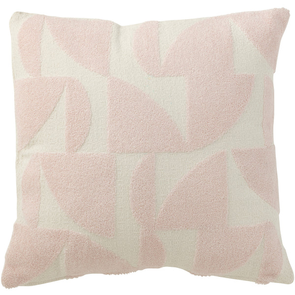 Kussen Geo wit lichtroze 45x45cm