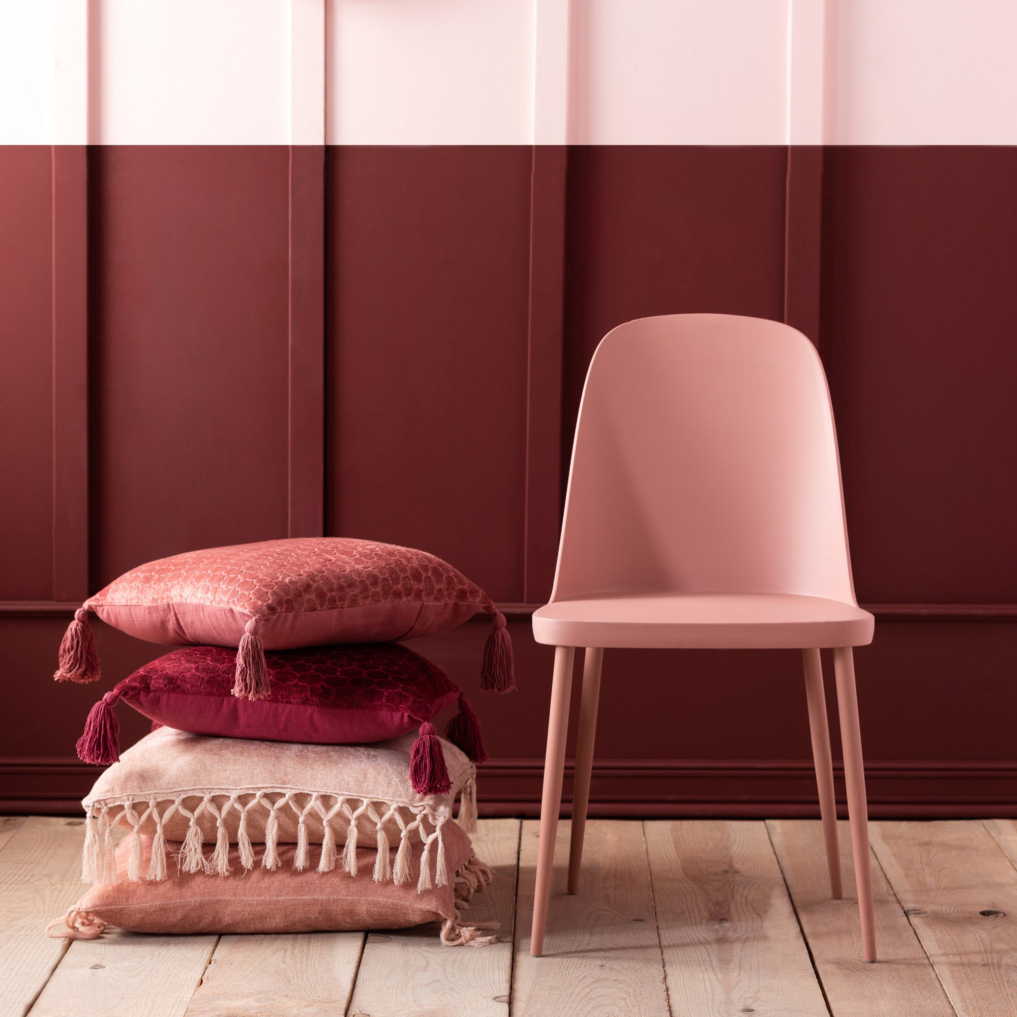 Kussen Kwast Viscose oranje roze 45x45cm