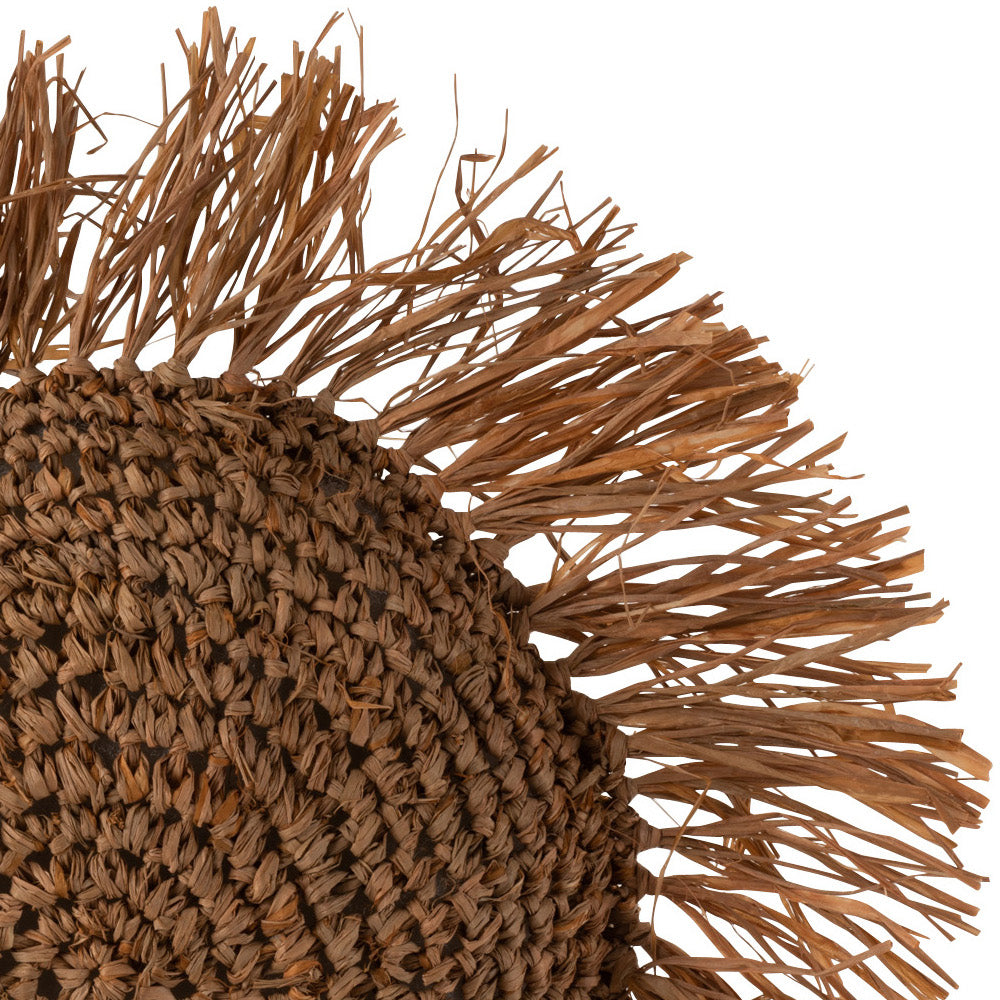 Kussen Riet Raffia bruin rond 35x35cm