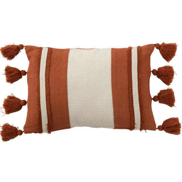 Kussen Streep Kwast terracotta 45x30cm