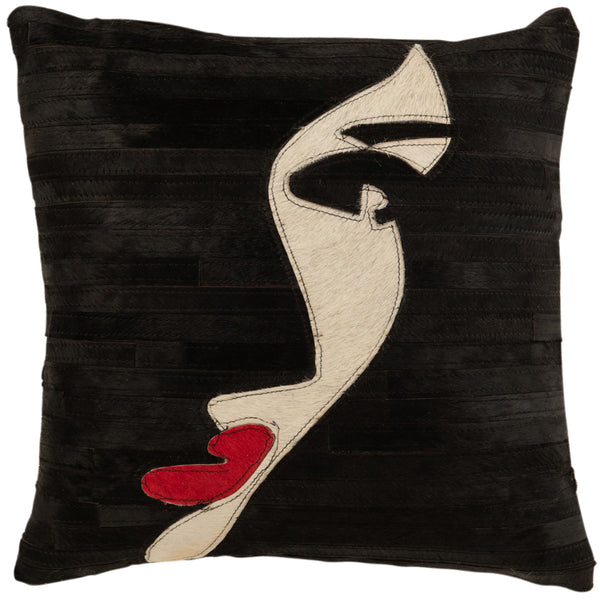 Kussen Vrouw Leder zwart 45x45cm