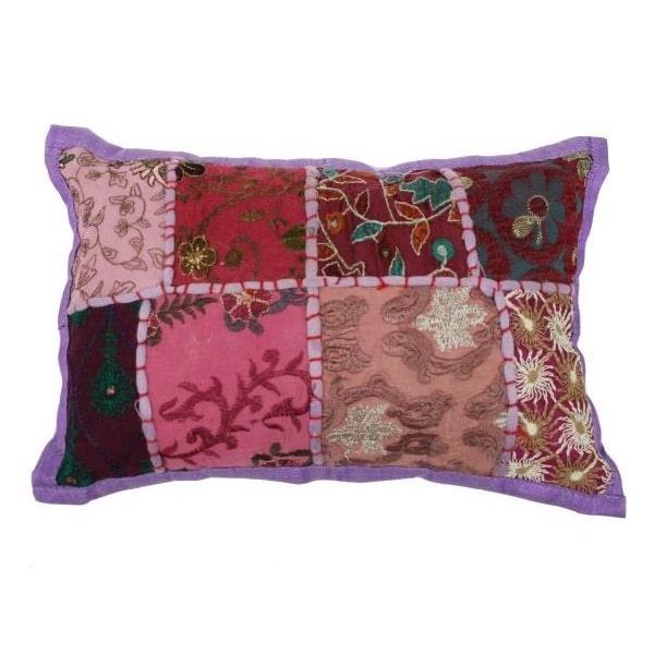 Kussentje India Patchwork paars 30x20cm 2