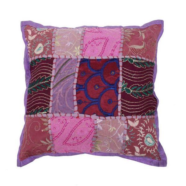Kussentje India Patchwork paars 30x30cm