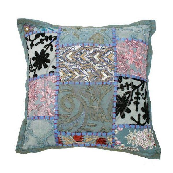 Kussentje India Patchwork pastel groen-blauw 30x30cm 2