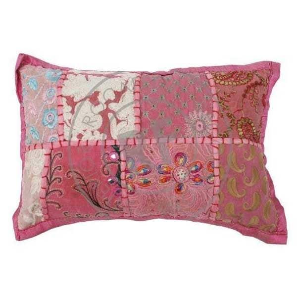 Kussentje India Patchwork pastel roze 30x20cm 2