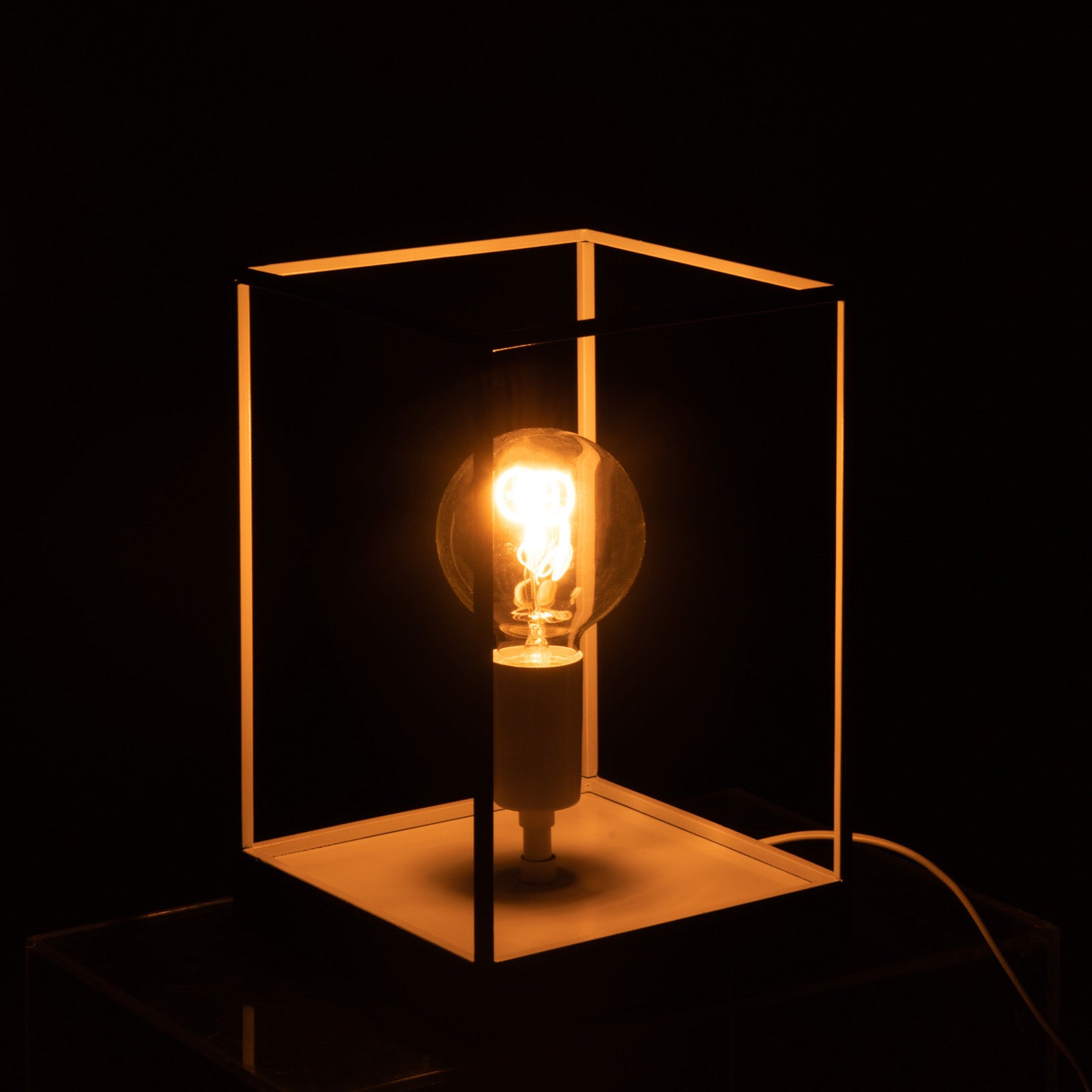 Lamp Frame Rechthoek Metaal wit S 21x21x30cm