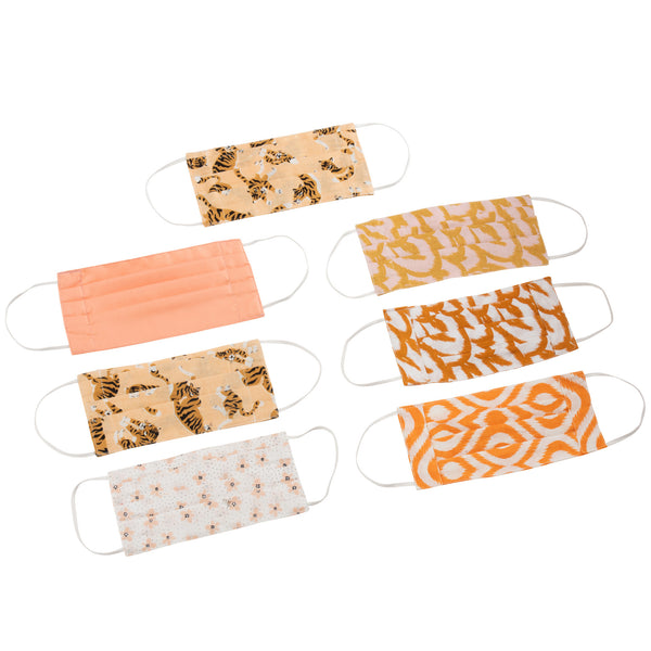 Mondmaskers set-van-7 Katoen oranje 21x10cm